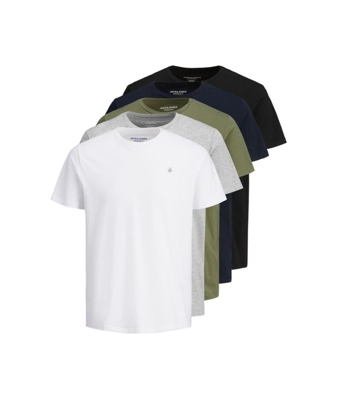 Camiseta Jack and Jones Jorjxj 5Pk Mp Branco Homem