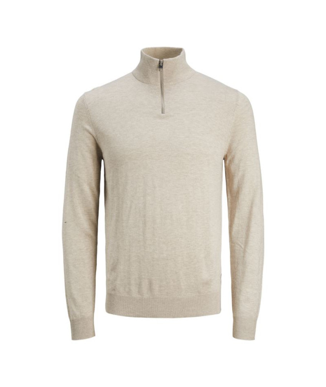 Camisola Jack and Jones eemil Knit Half Zip Oatmeal Homem