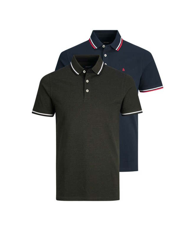 Polo Jack and Jones epaulos 2Pk Mp Navy Hombre