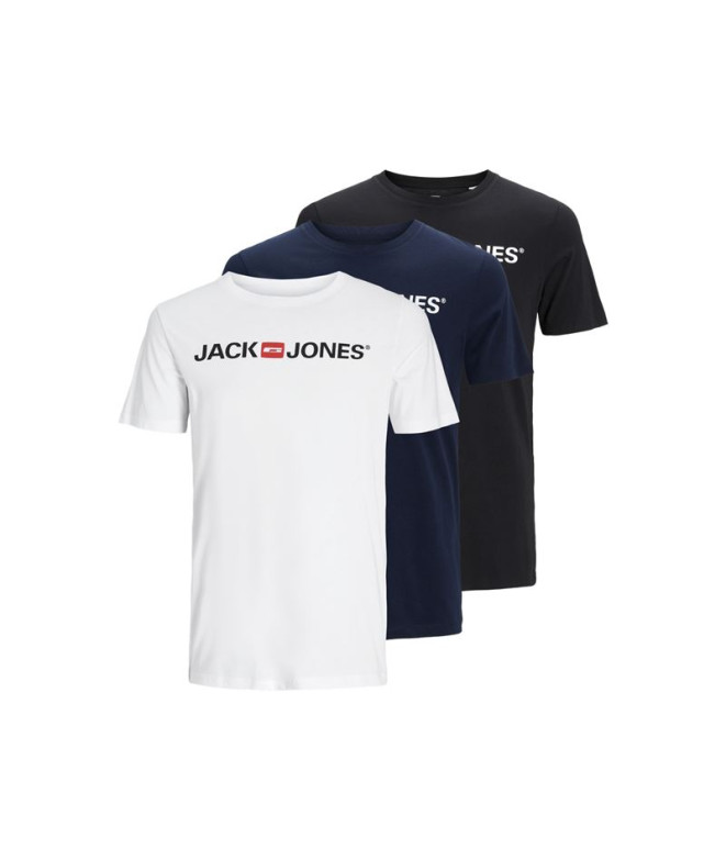 T-shirt Jack and Jones ecorp Logo Neck 3Pkmp Blanc Homme