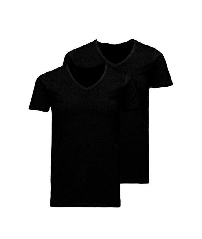 Camiseta Pack Jack and Jones Jacbasic V-Neck 2 Preto Homem