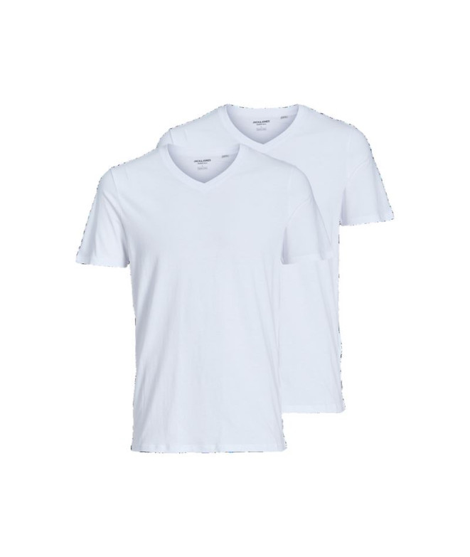 Camiseta Pack Jack and Jones Jacbasic V-Neck 2 Branco Homem