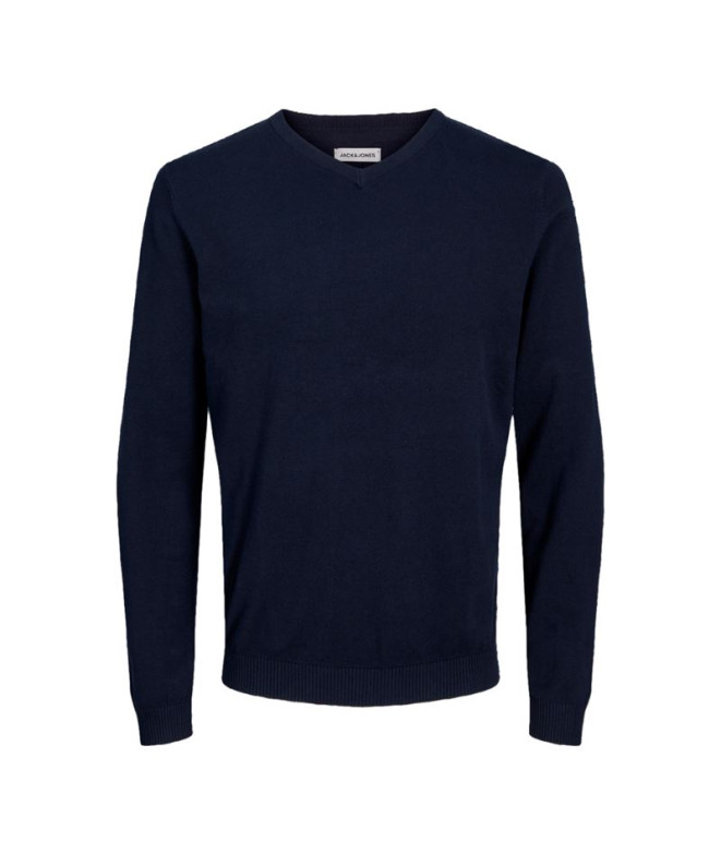 Sweat Jack and Jones ebasic Tricot col V Marine Homme