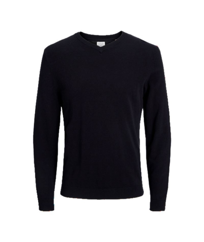 Sudadera Jack and Jones ebasic Knit V-Neck Black Hombre