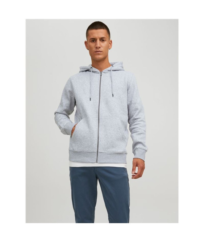 Sudadera Jack and Jones estar Basic Zip Light Grey Melange Hombre