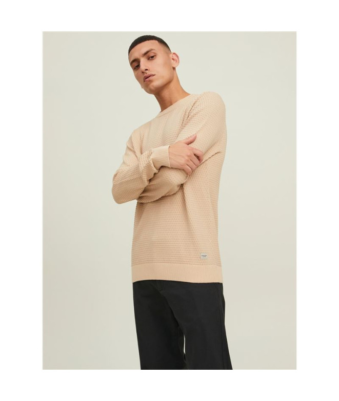 Jack and Jones Pull eatlas Knit Oatmeal Homme