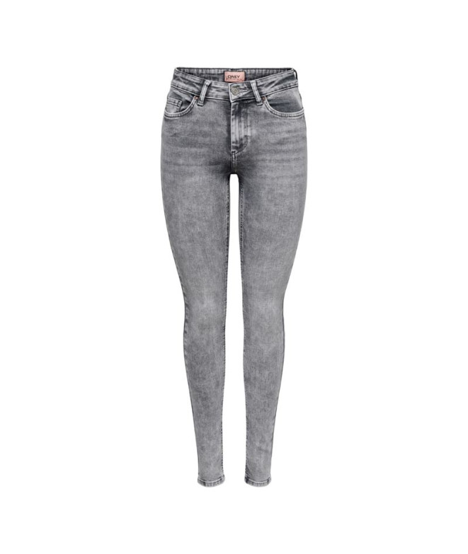 Calça Only blush MidTai918 Light Grey Denim Mulher