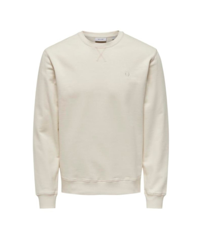 Moletom Only & Sons Onsdan Unshed Reg Crew Neck Branco Antigo Homem