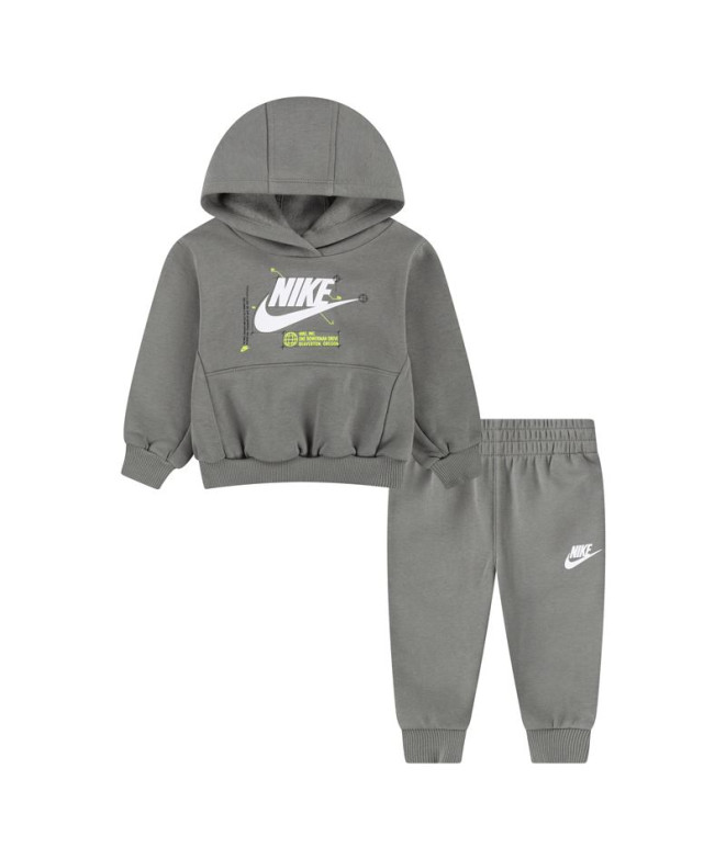 Conjunto Nike Menino Nkb Nsw Hbr Futura Po Cinzento