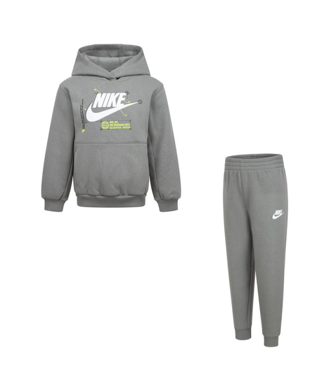 Conjunto Nike Menino Knb Nsw Hbr Futura Po Cinzento