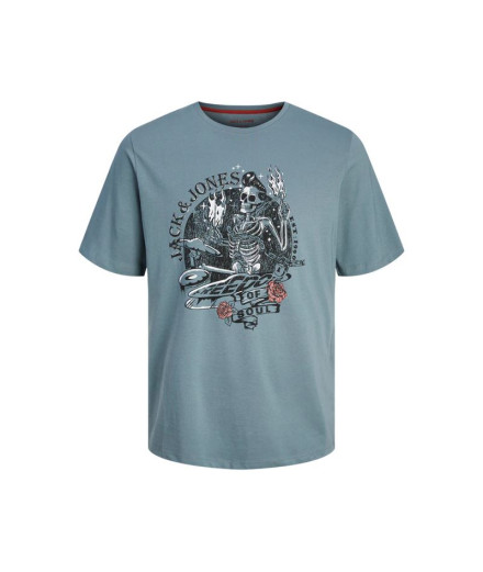 Camiseta Jack and Jones skull Rock Crew Azul Hombre
