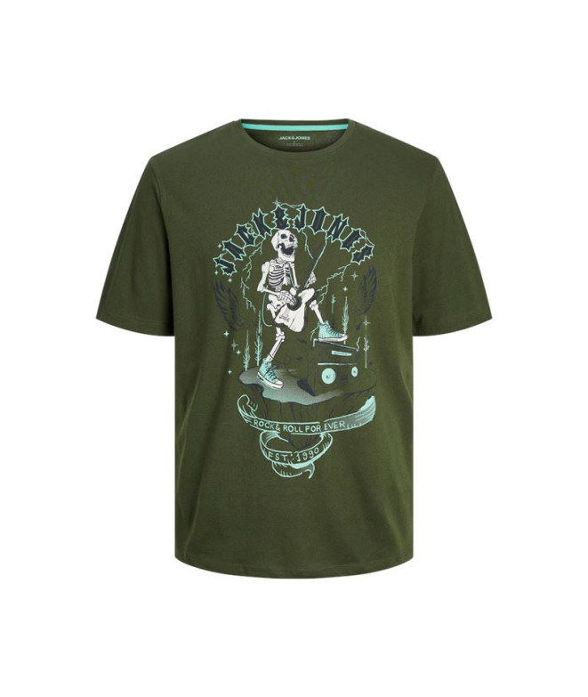 Camiseta Jack and Jones skull Rock Crew Verde Hombre