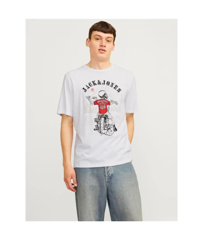 T-shirt Jack and Jones skull Rock Crew Blanc Homme