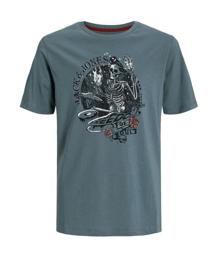 Camiseta Jack and Jones skull Rock Crew Azul Infantil
