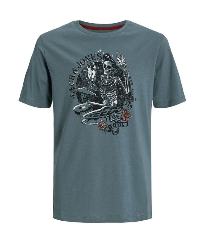 Camiseta Jack and Jones skull Rock Crew Azul Infantil