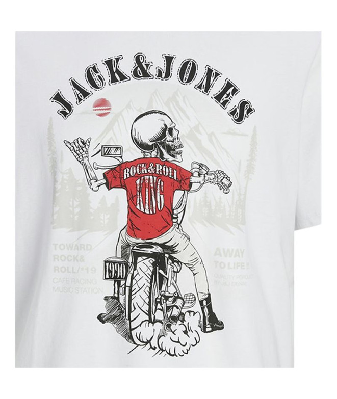 T-shirt Jack and Jones skull Rock Crew Blanc...