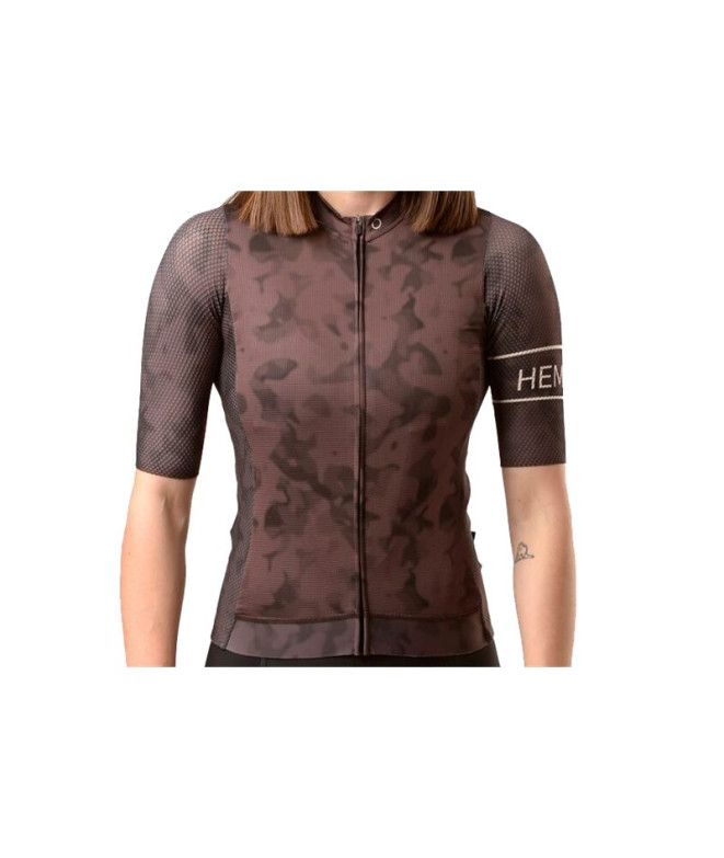 Maillot de Ciclismo Hemon Prestiggio M/C Marrón Mujer