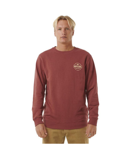 Sudadera Rip Curl Stapler Crew Hombre Apple Burdeos