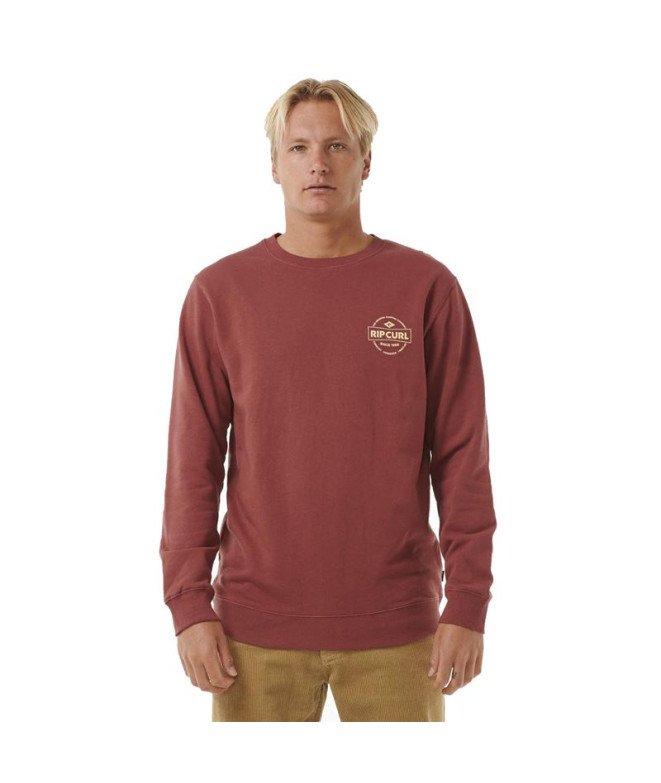 Sudadera Rip Curl Stapler Crew Hombre Apple Burdeos
