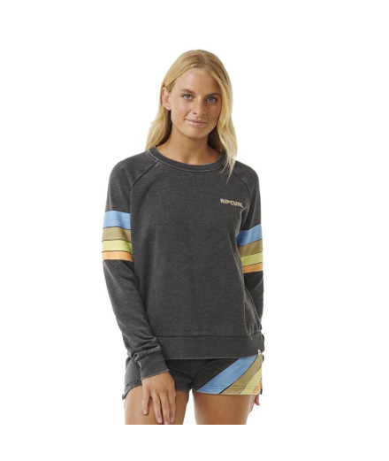 Sudadera Rip Curl High Tide Surf Raglan Crew Mujer Negro