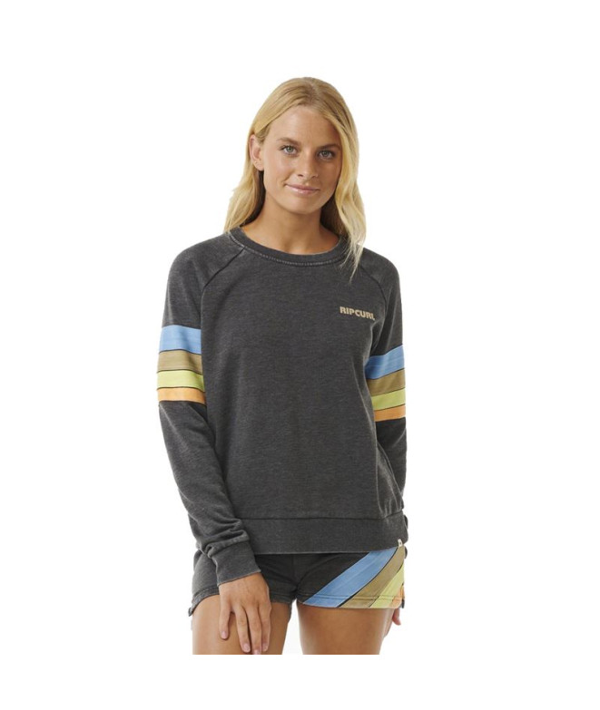 Sudadera Rip Curl High Tide Surf Raglan Crew Mujer Negro