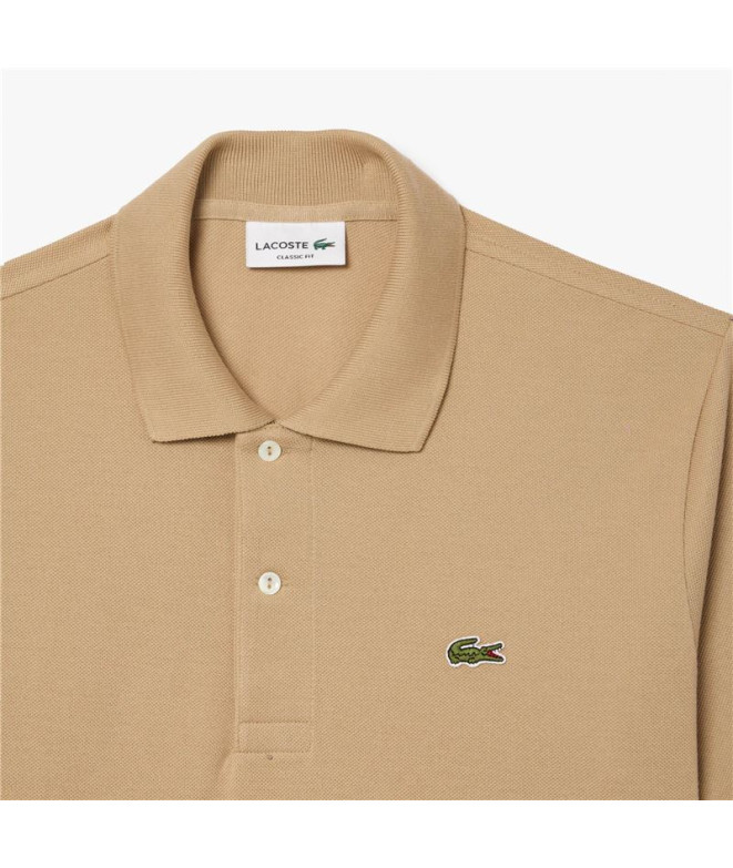 Polo Lacoste Chemise Col Bord-Cotes Beige
