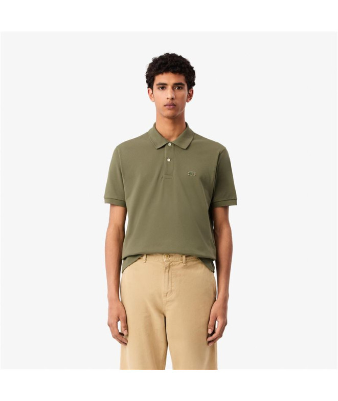 Polo Lacoste Chemise Col Bord-Cotes Verde