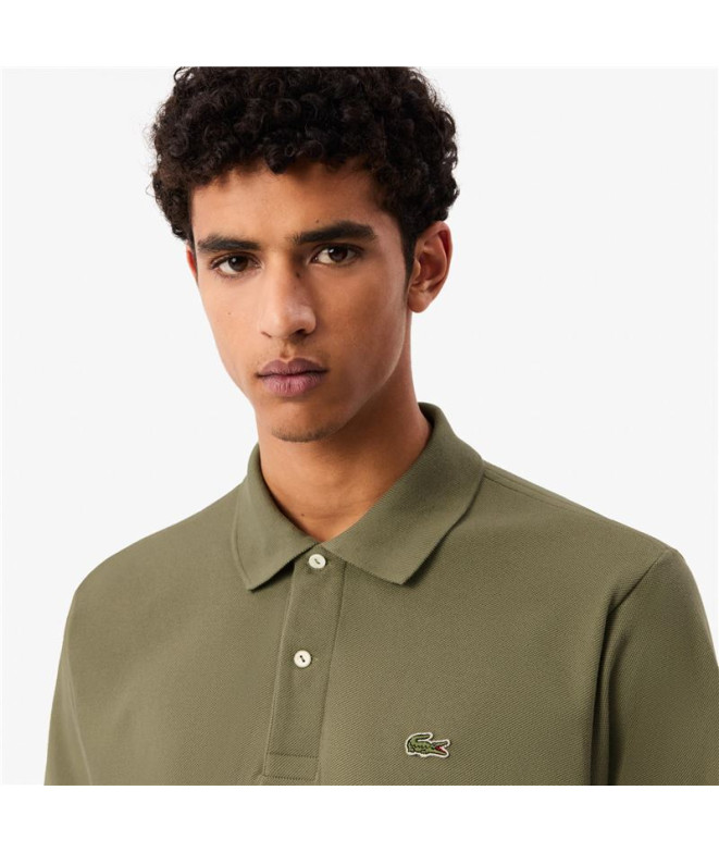 Polo Lacoste Chemise Col Bord-Cotes Verde