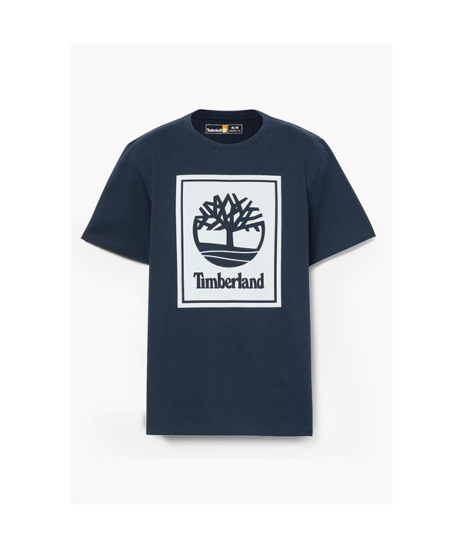 Camiseta Timberland Manga curta com logótipo Stack Dark Sapphire Homem