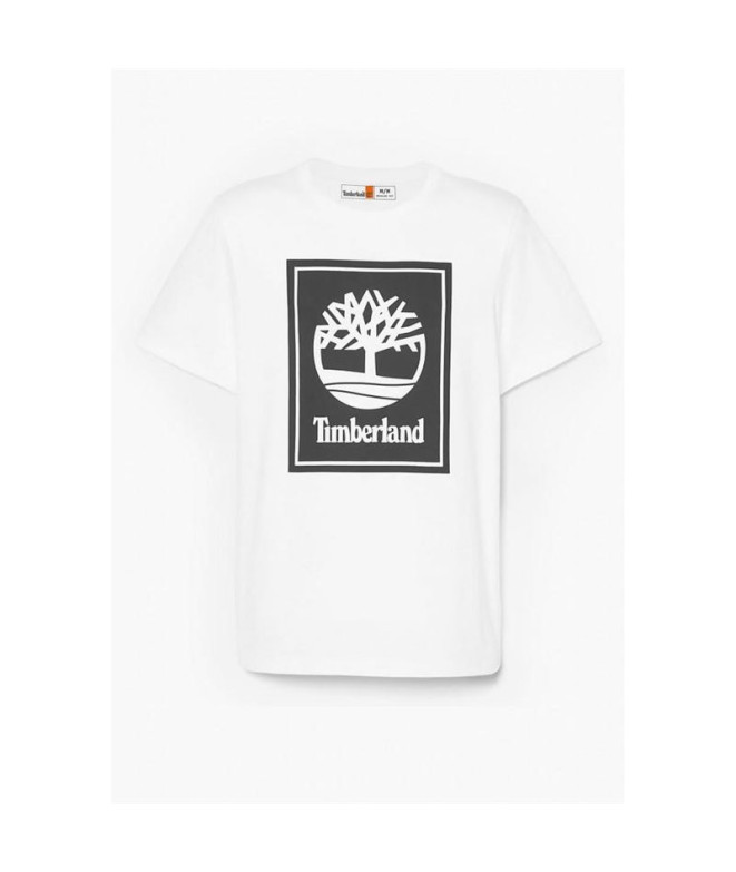 Camiseta Timberland Manga curta com logótipo Stack Branco/Preto Homem