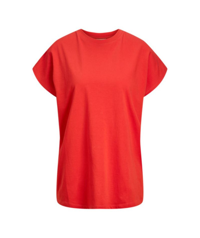 Camiseta Jack and Jones Jxastrid Boxy Sl Every Fiery Red Mulher