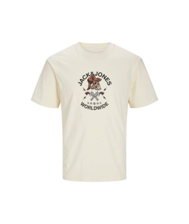 Camiseta Jack and Jones rseven Skull Crew Buttercream Hombre