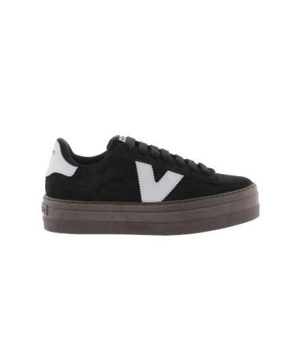 Chaussures Femme Victoria Barcelona Sneaker Cuir fendu Noir Chaussures Femme Victoria Barcelona Sneaker Cuir fendu Noir