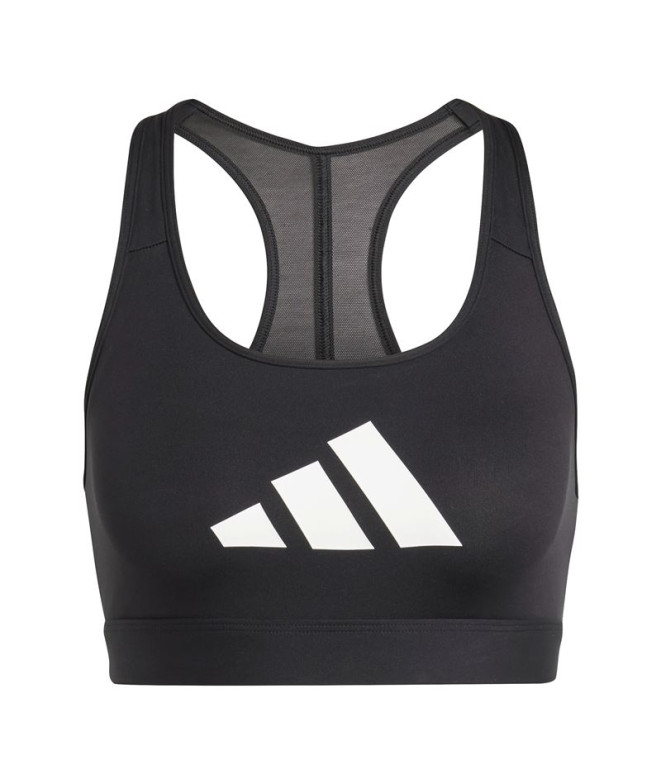Sujetador Deportivo de Fitness adidas Powerreact Big Logo Graphic Mujer Negro