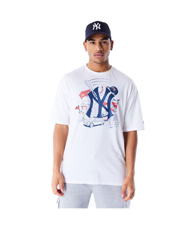 Camiseta New Era MLB FOOD GRPHC OS New York Yankees Branco Homem