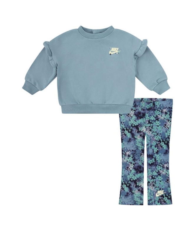 Conjunto Nike Set Menina Corte fresco Dolman Ruffle Azul