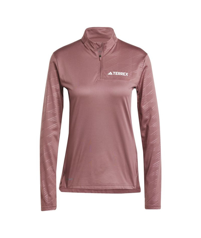 Camiseta de Montaña adidas Terrex Multi Half Zip Longsleeve Mujer Granate