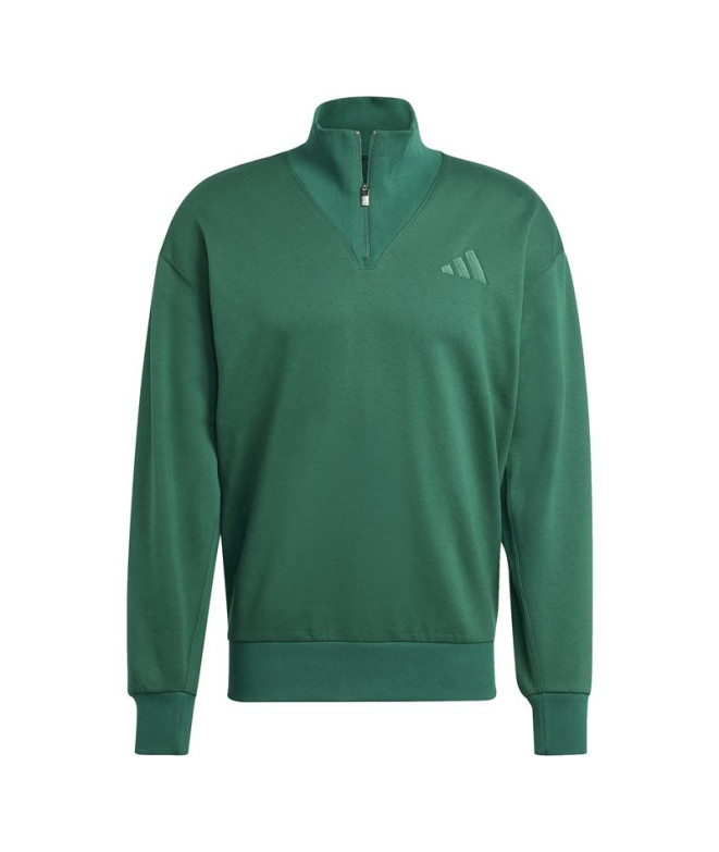 Moletom adidas Homem All Szn Fleece 1/4 Zip Crew Verde Escuro