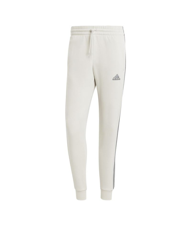 Calça adidas Homem Essentials Fleece Tapered Cuff 3-Stripes Bege