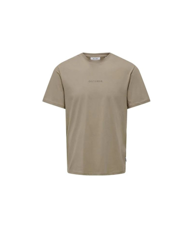 Camiseta Only & Sons Onslevi Life Reg Texto Desert Taupe Homem