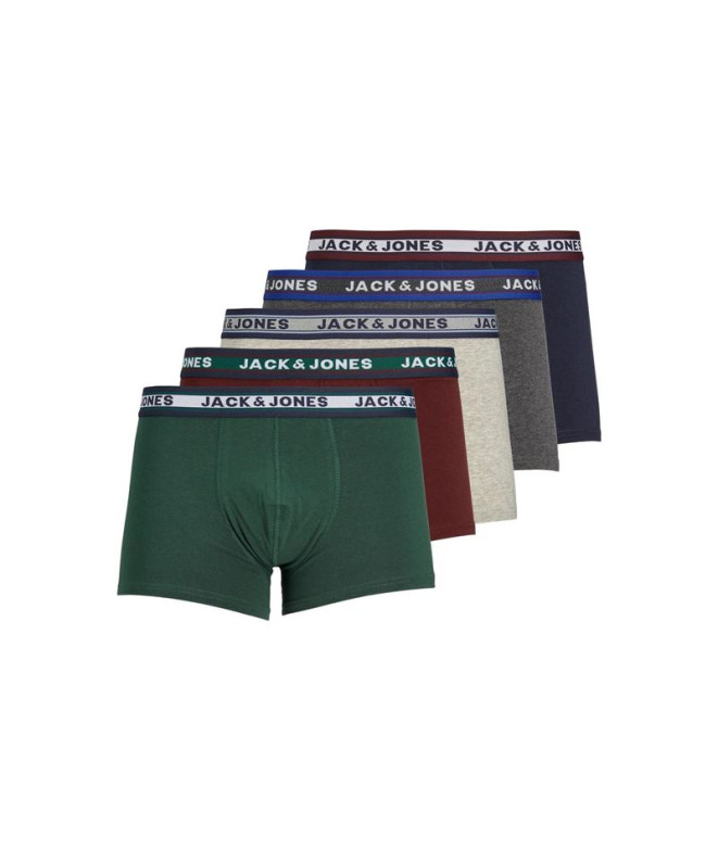 Calzoncillos Jack And Jones Jacoliver 5 Pack Hombre Dark Grey Melange