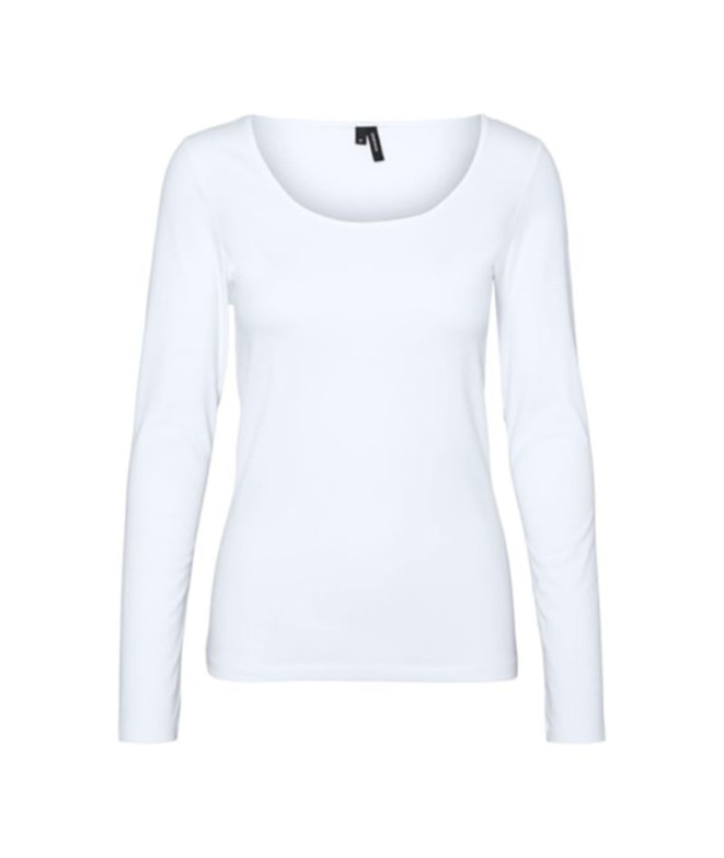 Camiseta Vero Moda maxi Myoft Uneck Branco brilhante Mulher