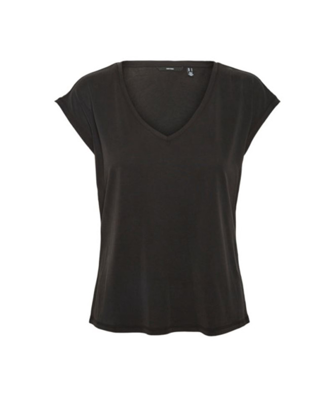 Camiseta Vero Moda Fillis com decote em V Preto Mulher