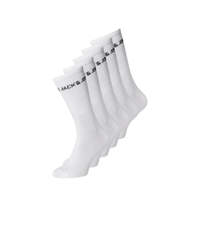 Meias Pack Jack & Jones Jacbasic Logo Tennis Sock 5 White