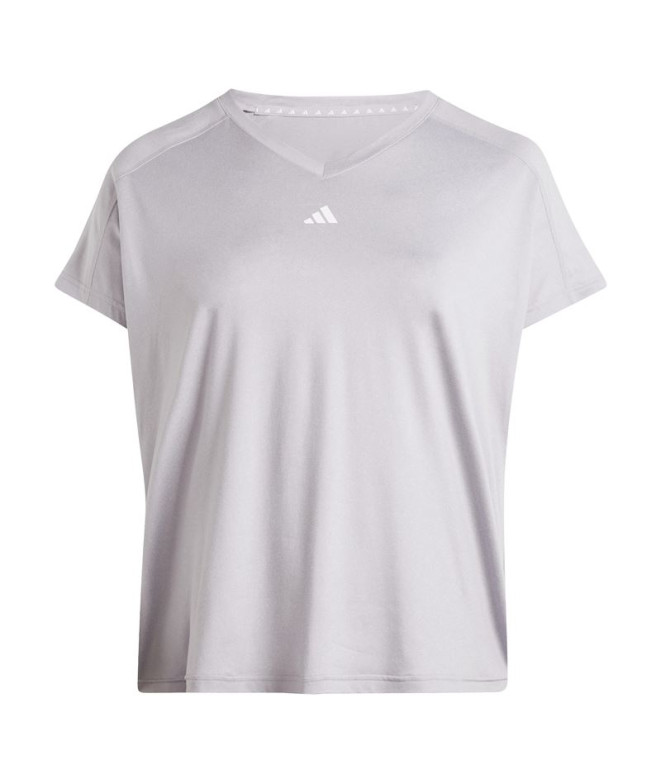 T-shirt adidas Femme Aeroready Train Essentials Minimal Branding Col V Gris