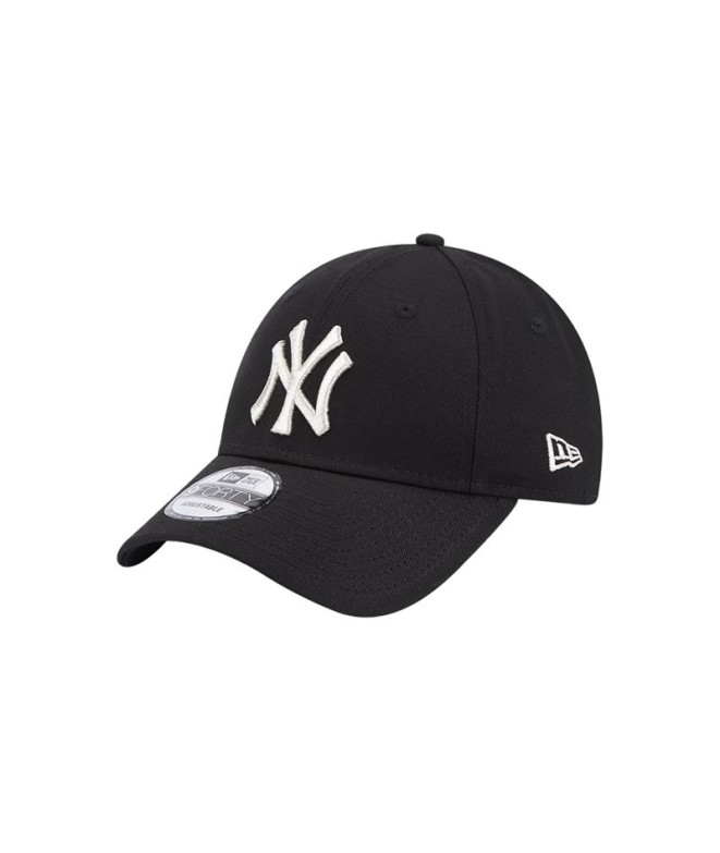 Boné New Era Logotipo metálico 9FORTY New York Yankees Preto Mulher