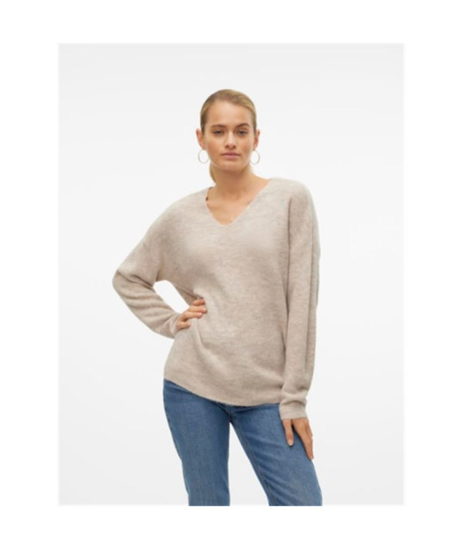 Jersey Vero Moda crewlefile V-Neck Birch Mujer