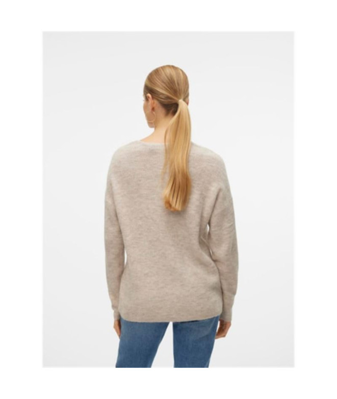 Jersey Vero Moda crewlefile V-Neck Birch Mujer