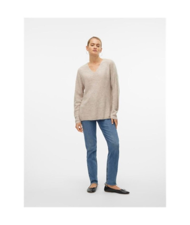 Jersey Vero Moda crewlefile V-Neck Birch Mujer