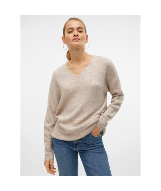 Jersey Vero Moda crewlefile V-Neck Birch Mujer